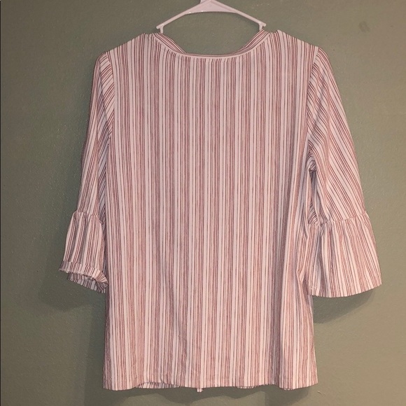Lucky Brand Striped Lace Up Bell Sleeve Top - Picture 2 of 5
